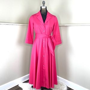 J. Peterman Pink Long Buttoned Up Maxi Dress